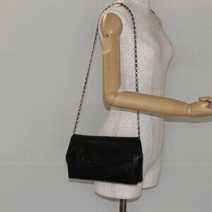 CHANEL COCO Mark Chain Shoulder Bag Lamb Skin Vintage Black CC Auth 146795